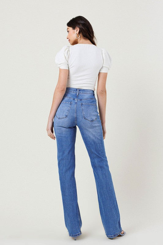 High Rise Distressed Straight Leg Jeans - Tigbul's Variety Fashion Shop