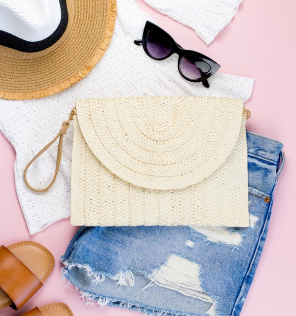 Straw Foldover Convertible Clutch - Tigbul's Variety Fashion Shop