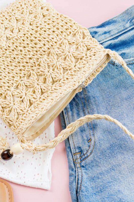 Woven Straw Tassel Accent Crossbody Bag - Tigbul's Variety Fashion Shop