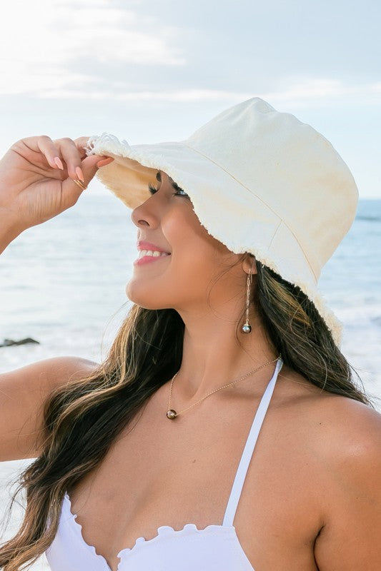 Frayed Edge Canvas Bucket Hat - Tigbul's Variety Fashion Shop
