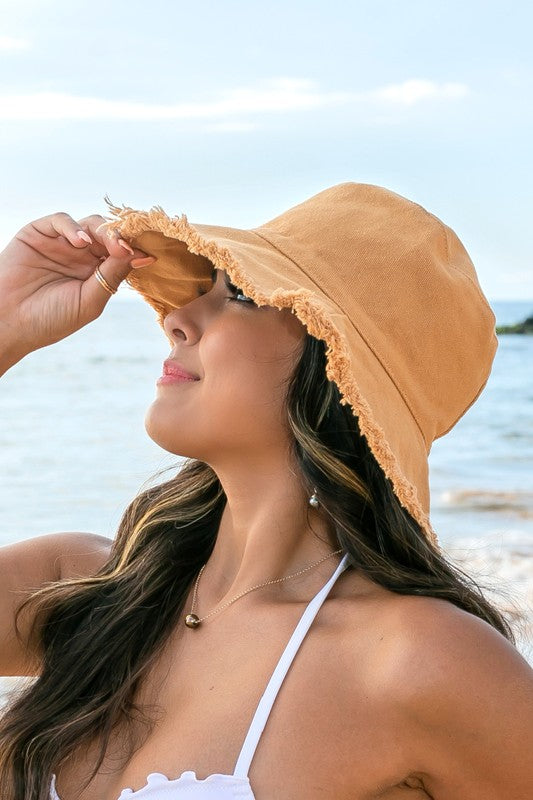 Frayed Edge Canvas Bucket Hat - Tigbul's Variety Fashion Shop