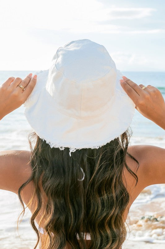 Frayed Edge Canvas Bucket Hat - Tigbul's Variety Fashion Shop