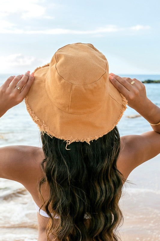 Frayed Edge Canvas Bucket Hat - Tigbul's Variety Fashion Shop