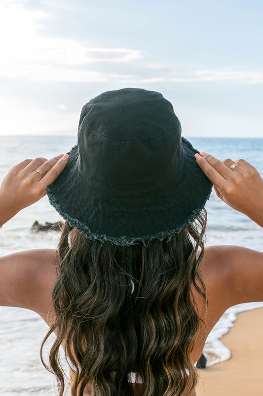 Frayed Edge Canvas Bucket Hat - Tigbul's Variety Fashion Shop
