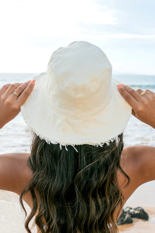 Frayed Edge Canvas Bucket Hat - Tigbul's Variety Fashion Shop