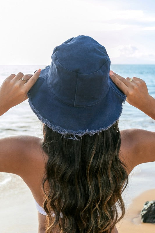 Frayed Edge Canvas Bucket Hat - Tigbul's Variety Fashion Shop