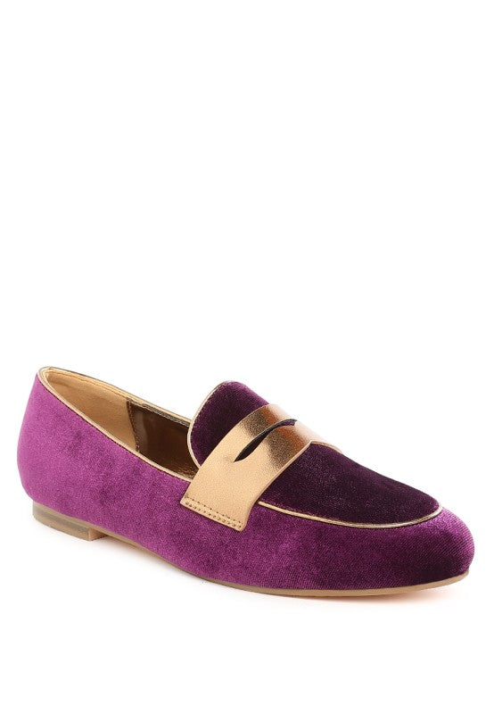 Malta Penny Strap Velvet Loafers - Tigbul's Variety Fashion Shop