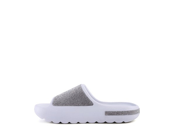 DUMBA Diamante Pool Sliders - Tigbul's Variety Fashion Shop