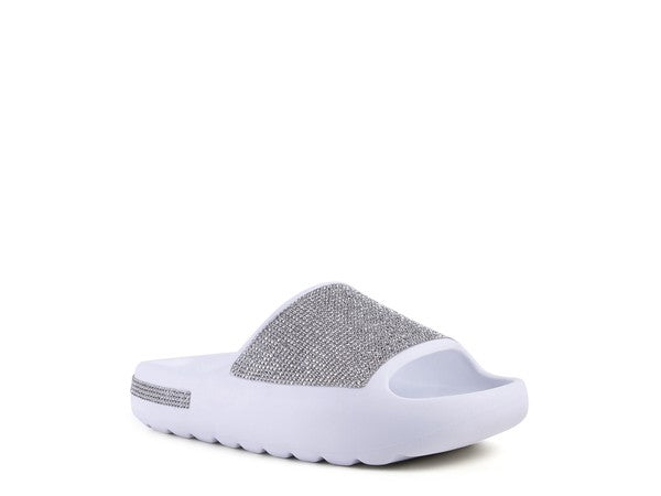 DUMBA Diamante Pool Sliders - Tigbul's Variety Fashion Shop