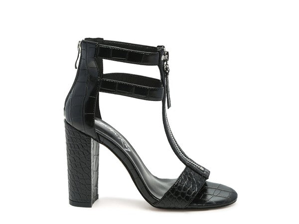 FELICITY Zip Up Croc Textured Sandals - Tigbul's Variety Fashion Shop