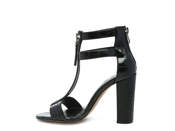 FELICITY Zip Up Croc Textured Sandals - Tigbul's Variety Fashion Shop