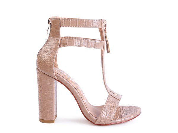 FELICITY Zip Up Croc Textured Sandals - Tigbul's Variety Fashion Shop