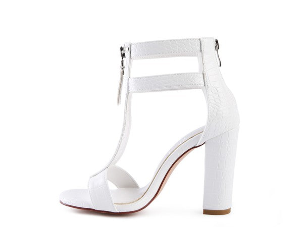 FELICITY Zip Up Croc Textured Sandals - Tigbul's Variety Fashion Shop