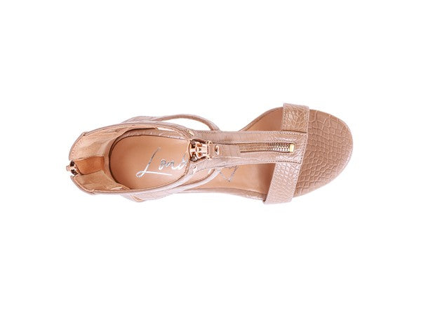 FELICITY Zip Up Croc Textured Sandals - Tigbul's Variety Fashion Shop