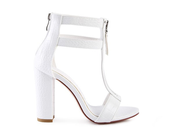 FELICITY Zip Up Croc Textured Sandals - Tigbul's Variety Fashion Shop