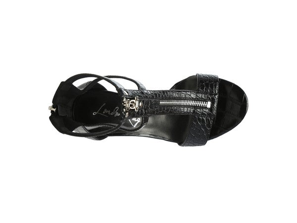 FELICITY Zip Up Croc Textured Sandals - Tigbul's Variety Fashion Shop