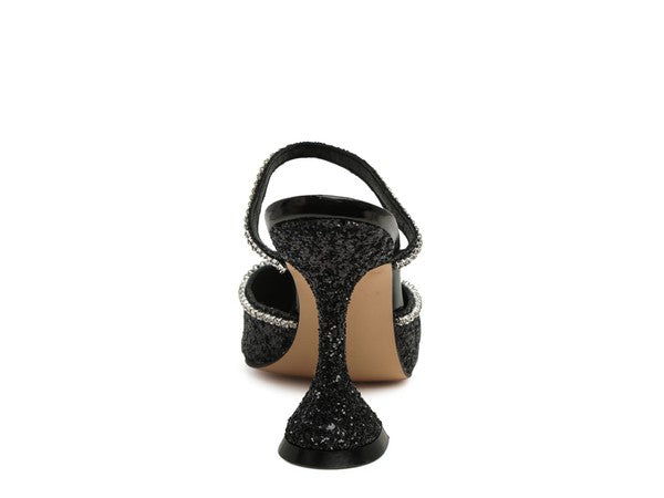IRIS Glitter Spool Heel Sandal - Tigbul's Variety Fashion Shop