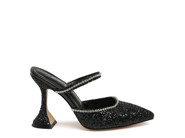IRIS Glitter Spool Heel Sandal - Tigbul's Variety Fashion Shop