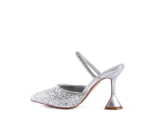 IRIS Glitter Spool Heel Sandal - Tigbul's Variety Fashion Shop
