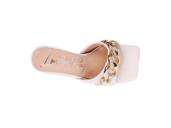 MERMAID Quilted Metal Chain Heeled Sandals - Tigbul's Variety Fashion Shop