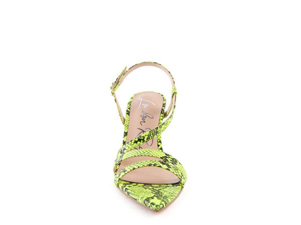 CHERRY TART Snake Print Spool Heel Sandals - Tigbul's Variety Fashion Shop