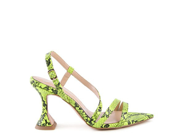 CHERRY TART Snake Print Spool Heel Sandals - Tigbul's Variety Fashion Shop