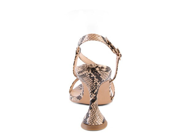 CHERRY TART Snake Print Spool Heel Sandals - Tigbul's Variety Fashion Shop
