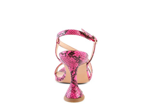 CHERRY TART Snake Print Spool Heel Sandals - Tigbul's Variety Fashion Shop