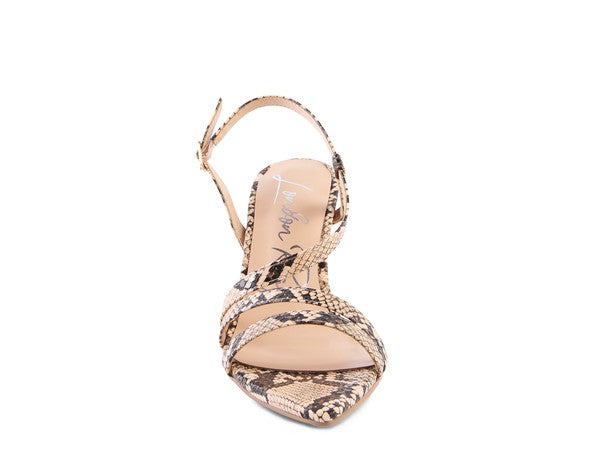 CHERRY TART Snake Print Spool Heel Sandals - Tigbul's Variety Fashion Shop