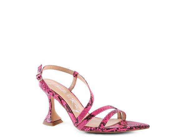 CHERRY TART Snake Print Spool Heel Sandals - Tigbul's Variety Fashion Shop