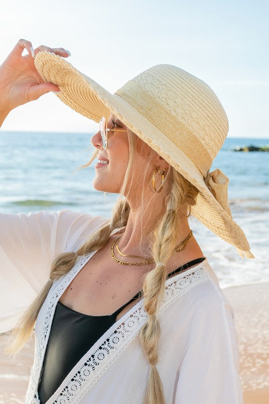 Scallop Edge Bow Accent Sunhat - Tigbul's Variety Fashion Shop