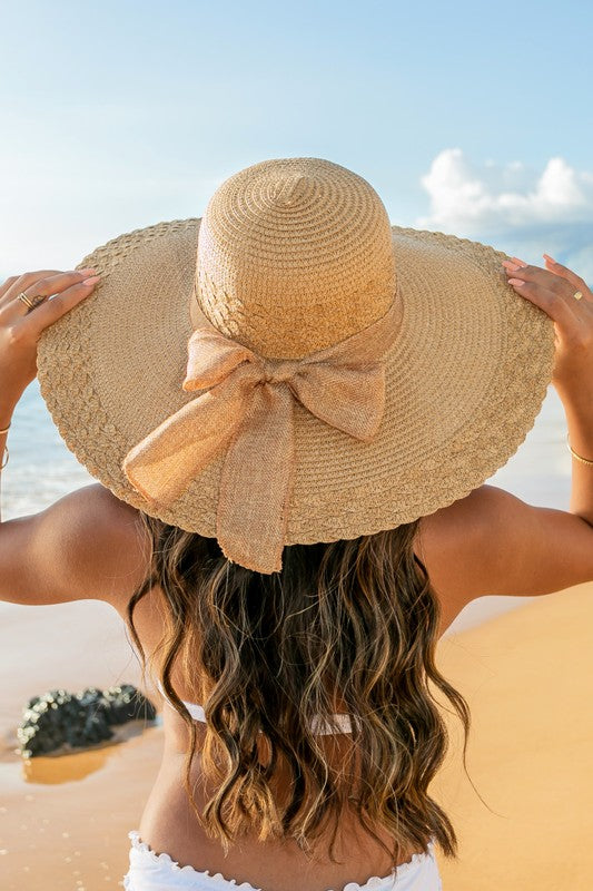 Scallop Edge Bow Accent Sunhat - Tigbul's Variety Fashion Shop