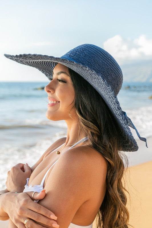 Scallop Edge Bow Accent Sunhat - Tigbul's Variety Fashion Shop
