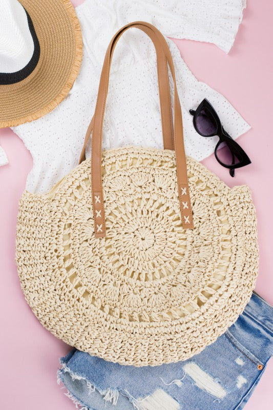 Straw Circle Tote - Tigbuls Variety Fashion