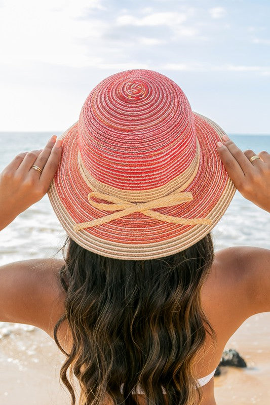 Multi-Stripe Bow Accent Bucket Sunhat - Tigbul's Variety Fashion Shop