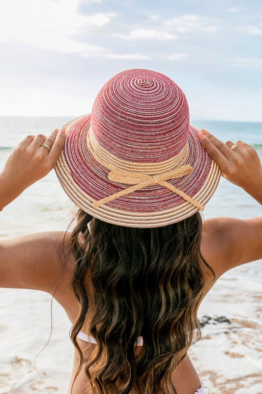 Multi-Stripe Bow Accent Bucket Sunhat - Tigbul's Variety Fashion Shop
