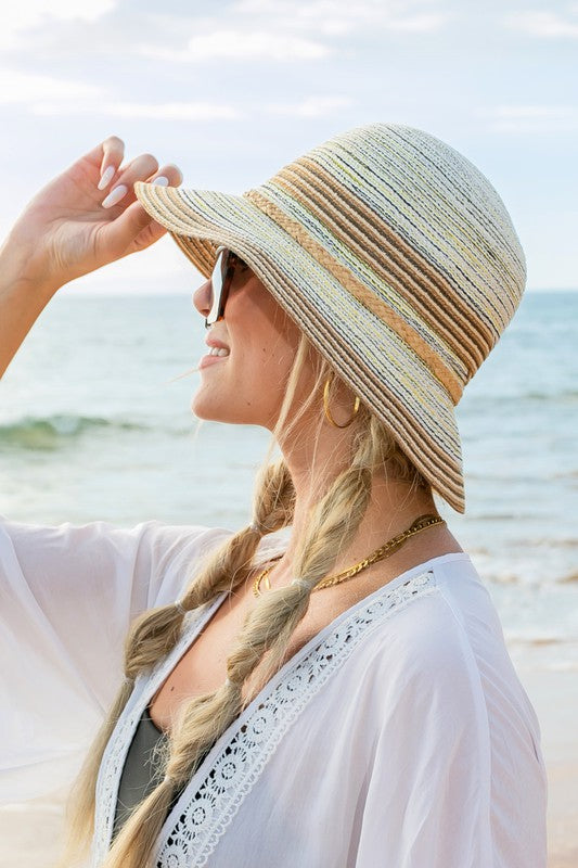 Multi-Stripe Bow Accent Bucket Sunhat - Tigbul's Variety Fashion Shop