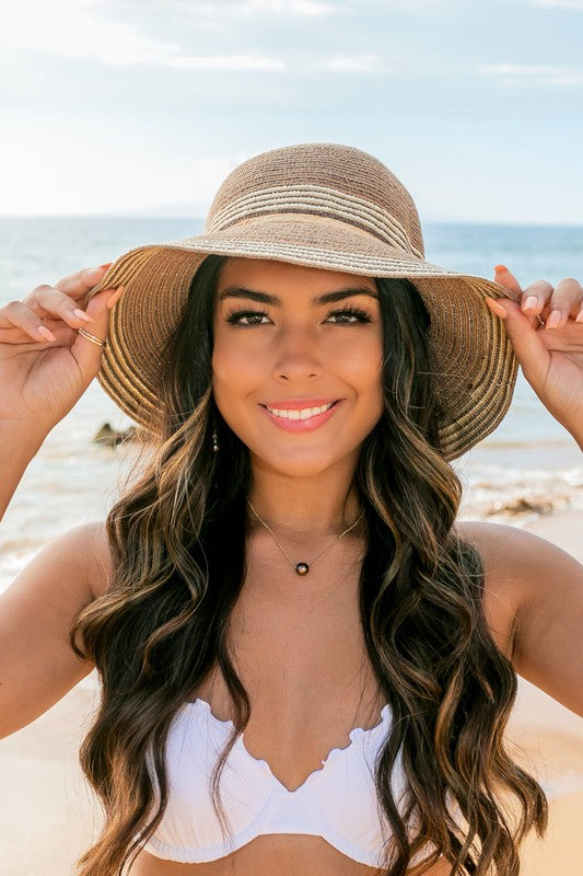 Multi-Stripe Bow Accent Bucket Sunhat - Tigbul's Variety Fashion Shop