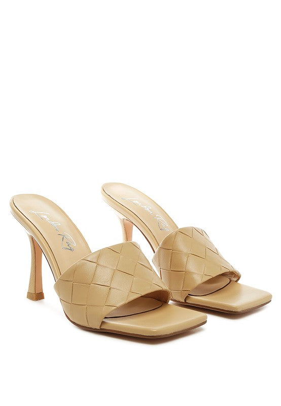 Carmen High Heeled Woven Square Toe Sandal - Tigbul's Variety Fashion Shop