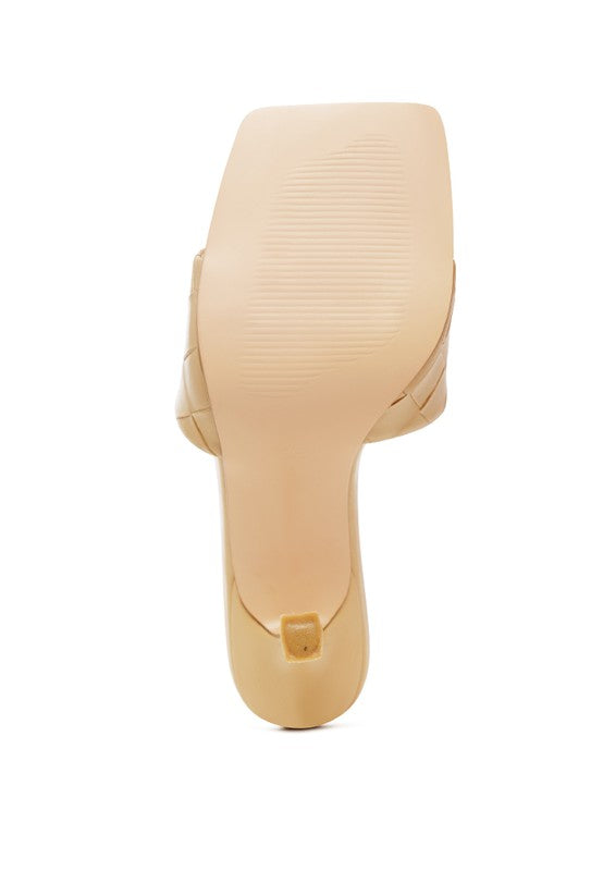 Carmen High Heeled Woven Square Toe Sandal - Tigbul's Variety Fashion Shop