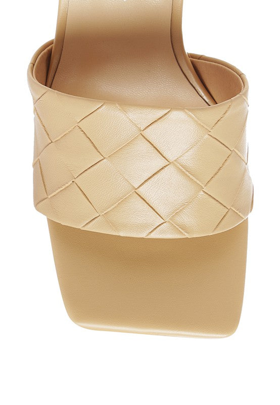 Carmen High Heeled Woven Square Toe Sandal - Tigbul's Variety Fashion Shop