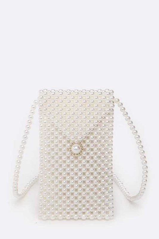 Iconic Pearl Beaded Phone Swing Bag - Tigbul's Variety Fashion Shop