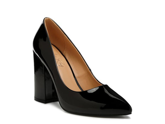 Kamira Patent Block Heeled Pumps - Tigbul's Variety Fashion Shop