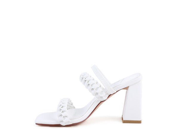 ARNIE Braided Block Heeled Slide on Sandals - Tigbul's Variety Fashion Shop