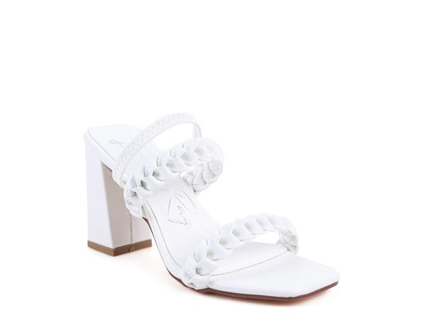 ARNIE Braided Block Heeled Slide on Sandals - Tigbul's Variety Fashion Shop