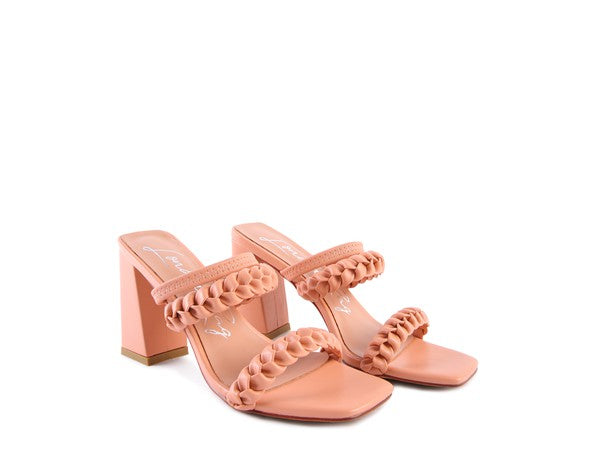 ARNIE Braided Block Heeled Slide on Sandals - Tigbul's Variety Fashion Shop