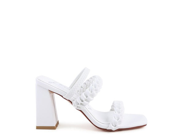 ARNIE Braided Block Heeled Slide on Sandals - Tigbul's Variety Fashion Shop