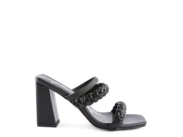 ARNIE Braided Block Heeled Slide on Sandals - Tigbul's Variety Fashion Shop