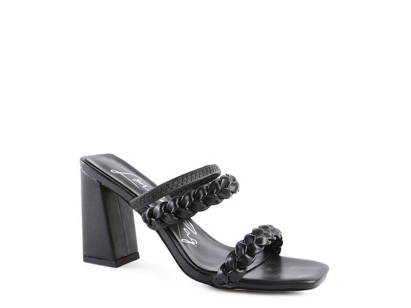 ARNIE Braided Block Heeled Slide on Sandals - Tigbul's Variety Fashion Shop