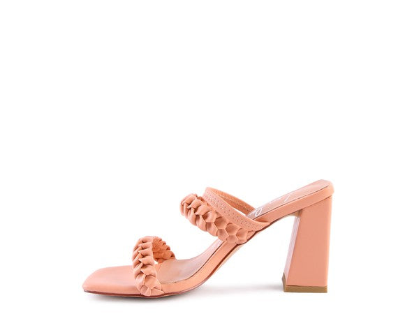 ARNIE Braided Block Heeled Slide on Sandals - Tigbul's Variety Fashion Shop
